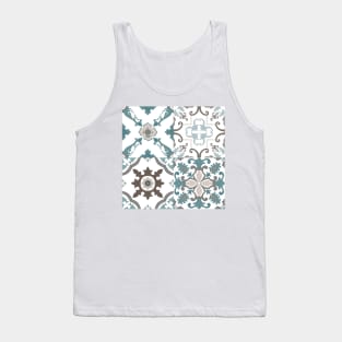 Vector set of Portuguese tiles patterns. Collection of colored patterns for design and fashion. Tank Top